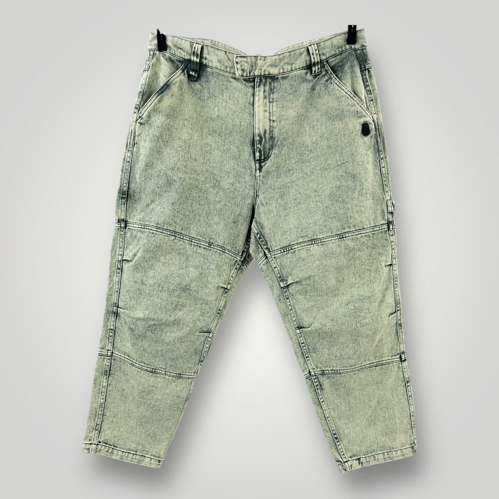 Teddy Fresh Pants Mens 36 Carpenter Denim Workwear Bear Patch Streetwear NWOT
